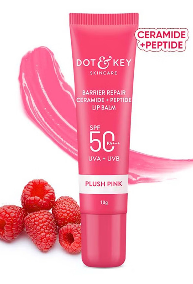 Dot & Key SPF 50 Ceramide & Peptide Lip Balm Pink Plush 10g